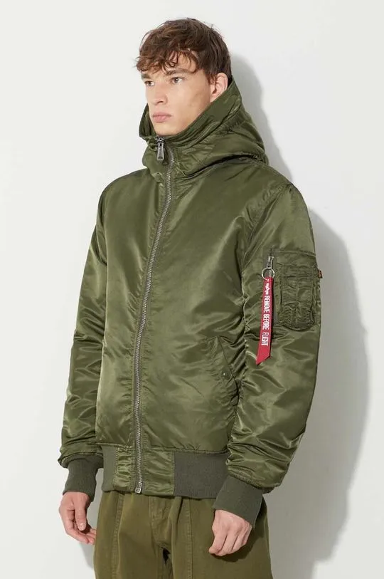 Alpha Industries jacket MA-1 Hooded men's green color 158104.257