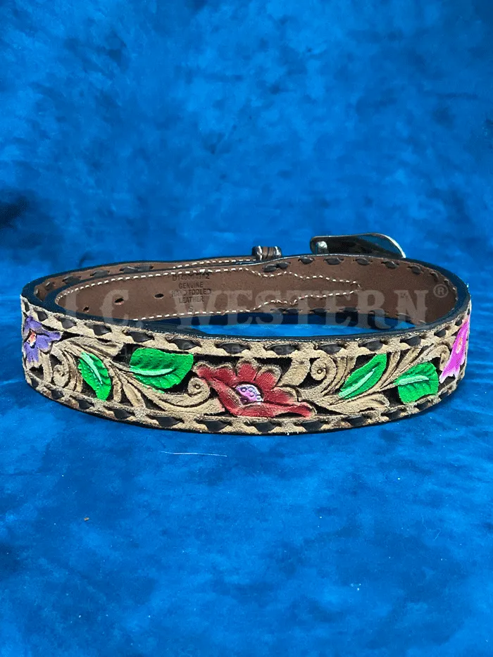 Angel Ranch D140004302 Womens Hand Painted Floral Belt Brown