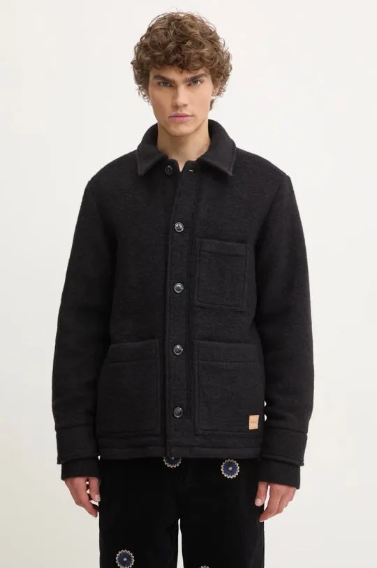 A.P.C. woolen shirt jacket veste emile patch black color WVBCA.H02961