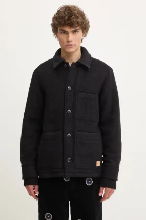 A.P.C. woolen shirt jacket veste emile patch black color WVBCA.H02961