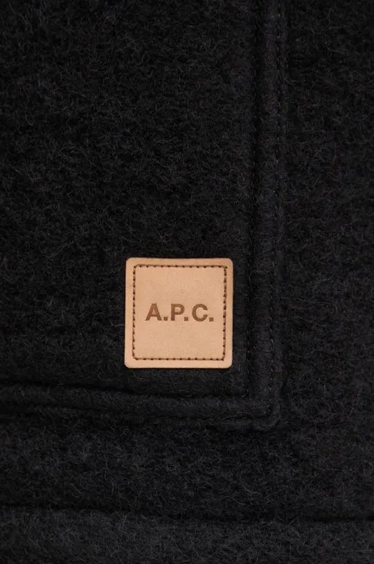 A.P.C. woolen shirt jacket veste emile patch black color WVBCA.H02961