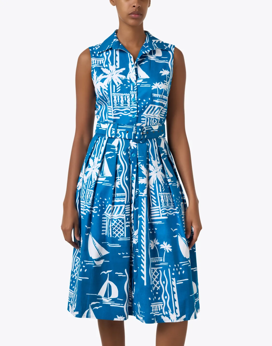 Audrey Sea Blue Print Dress