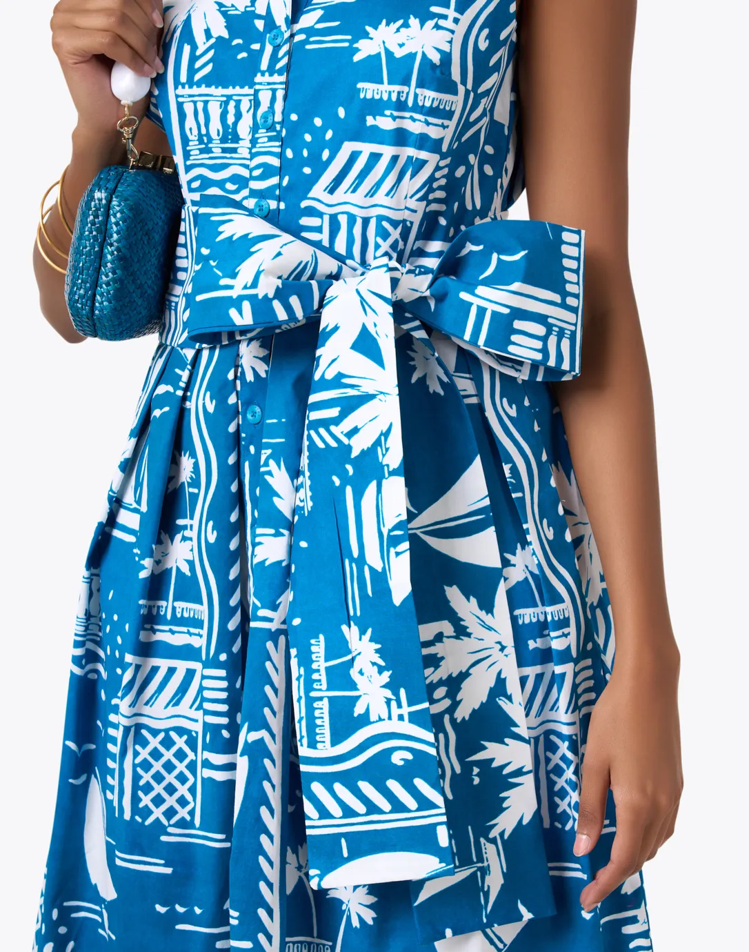 Audrey Sea Blue Print Dress