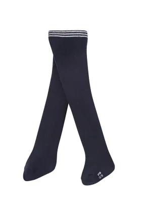 Baby Girl's Navy Plain Jersey Tights