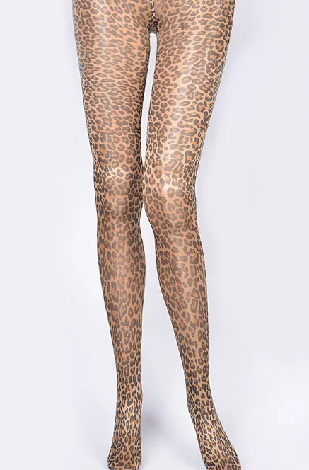 Beige Leopard Tights