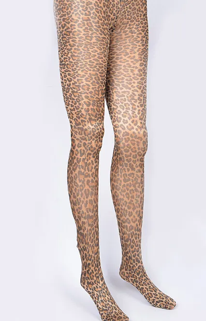 Beige Leopard Tights