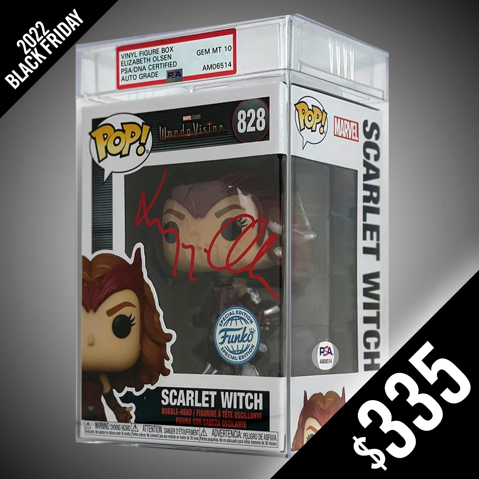 BLACK FRIDAY 2022 SPECIAL: Elizabeth Olsen Signed Pop - Scarlet Witch #828 (Auto Gem Mint 10)