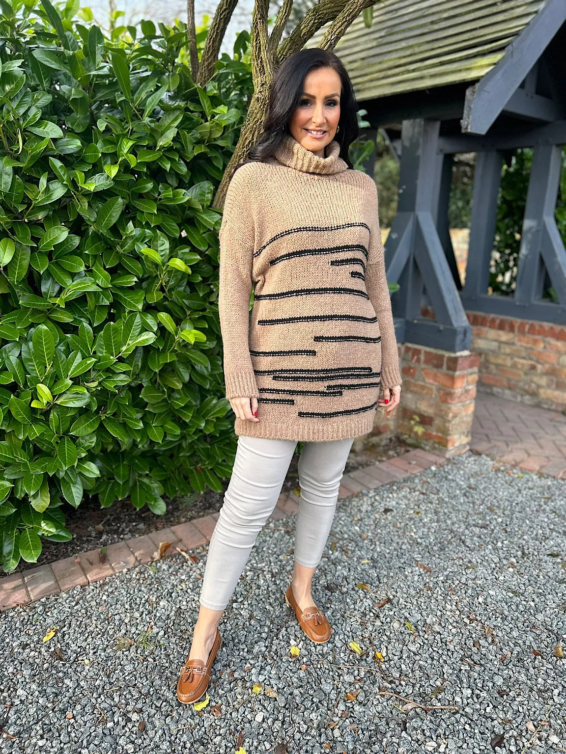 Camel Stripe Patterned Jumper Dina