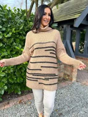 Camel Stripe Patterned Jumper Dina