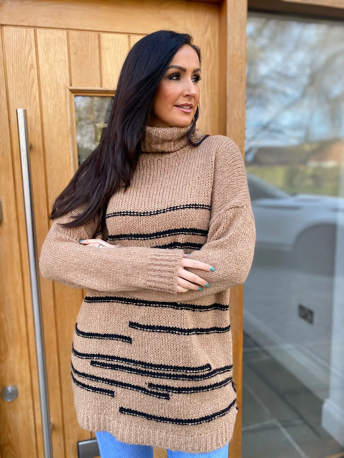 Camel Stripe Patterned Jumper Dina