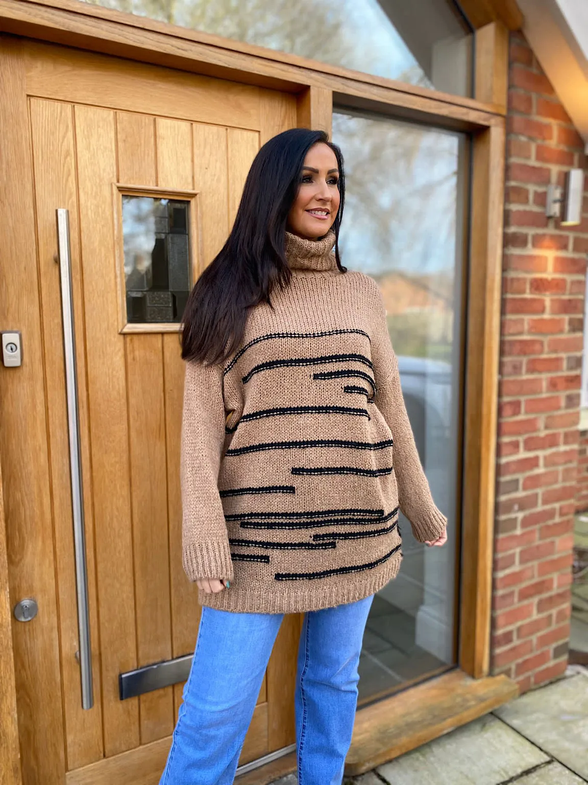 Camel Stripe Patterned Jumper Dina