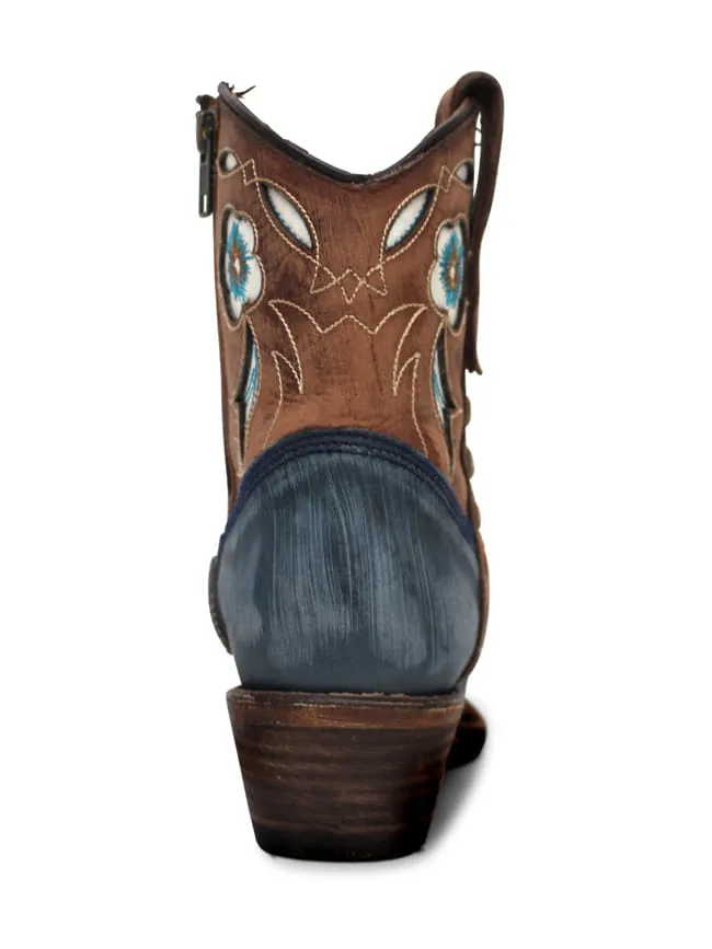 Corral Womens Inlay And Floral Embroidery Shedron and Light Blue Booties