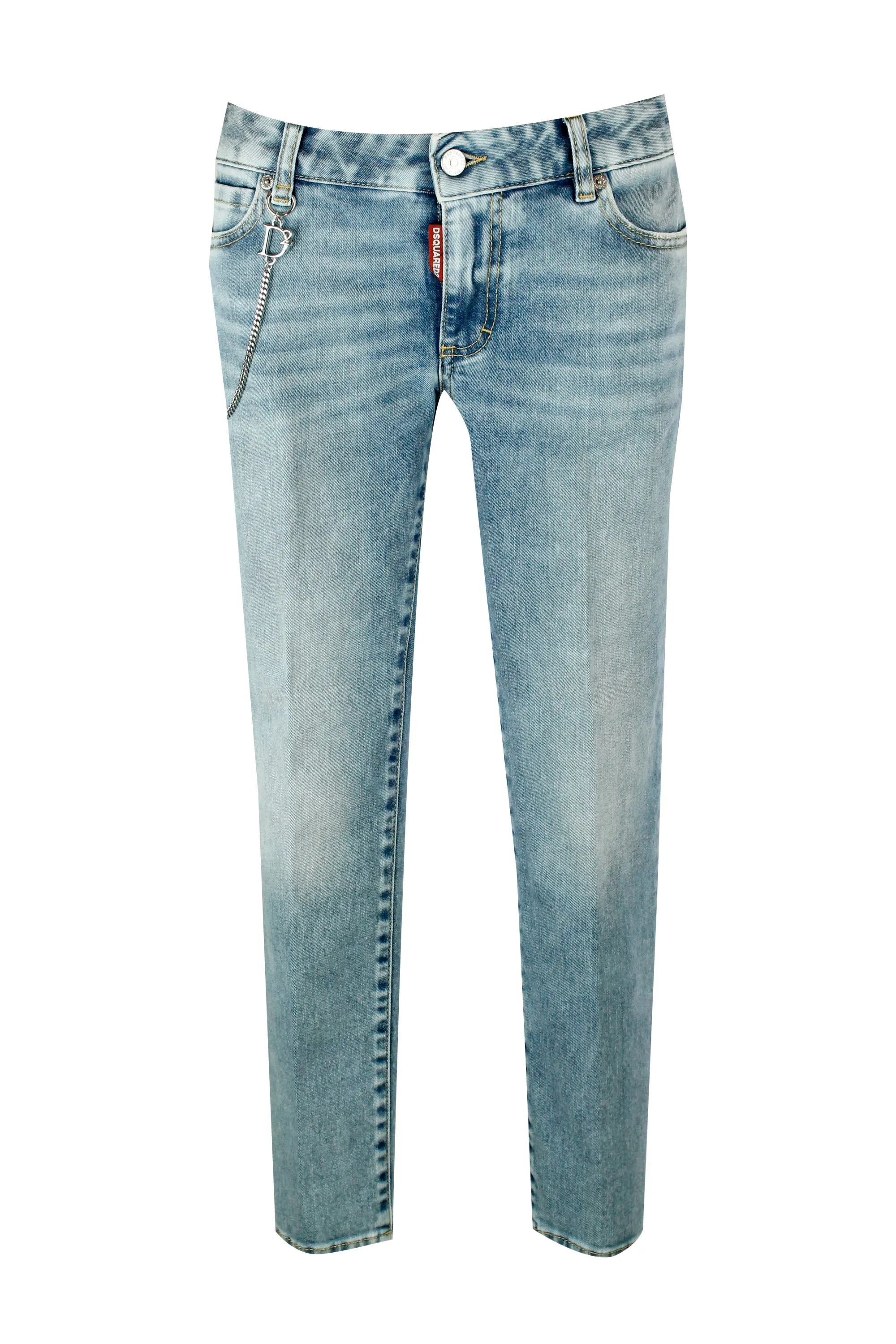 Dsquared2 Chain Logo Mid-Rise Jeans