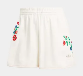 Floral Graphics Womens Shorts (White/Pink)