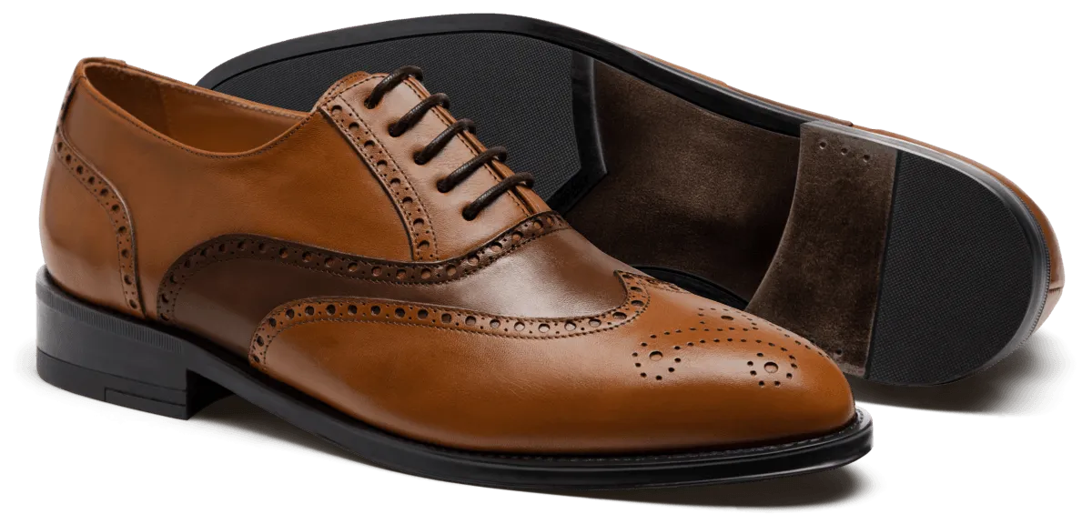 Full Brogue shoes in brown leather