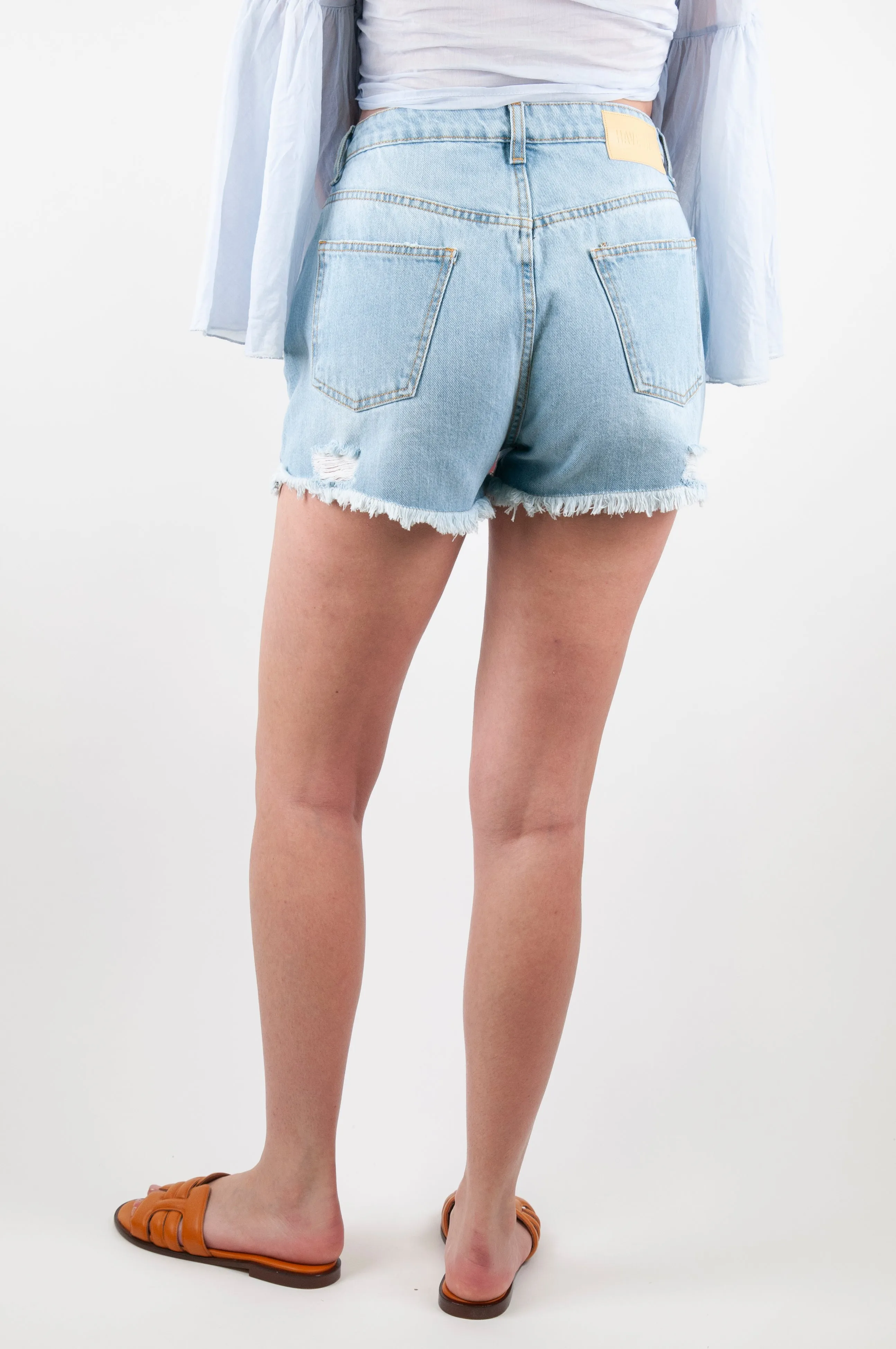 Haveone - Shorts con rotture sfrangiato sul fondo