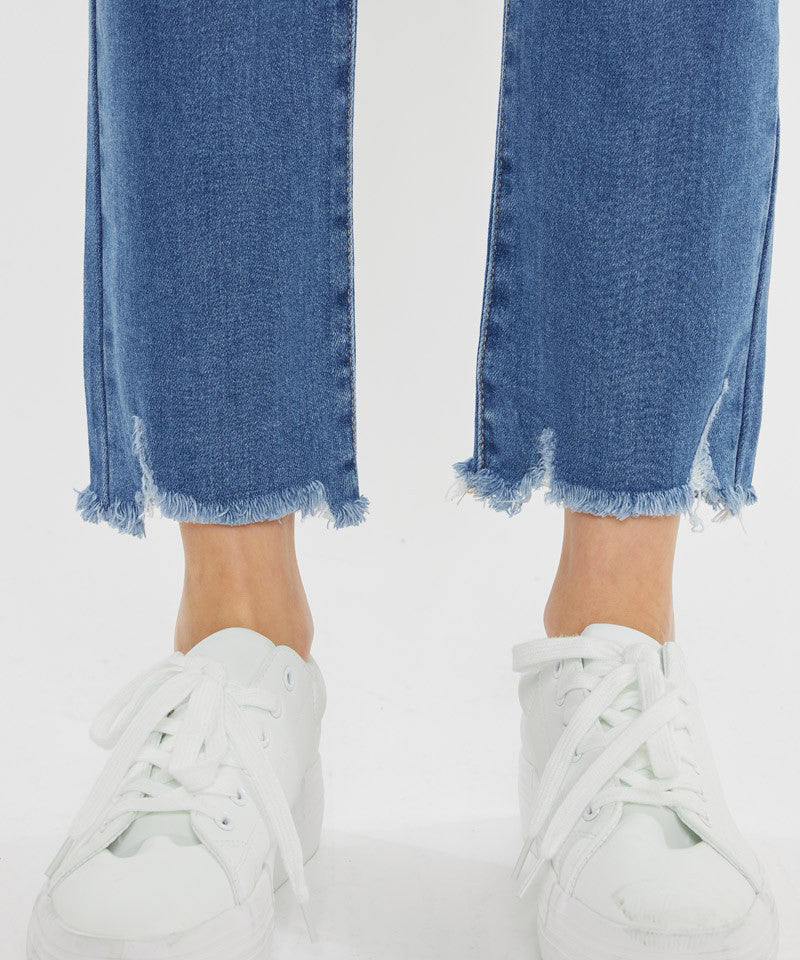 High Rise Straight Jeans - Medium Wash