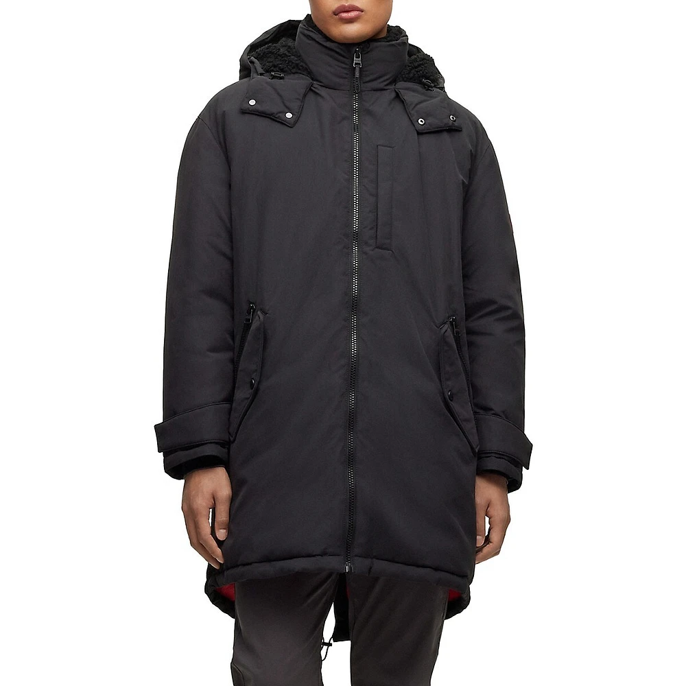 HUGO Water-Repellent Fishtail Parka Jacket With Logo Badge