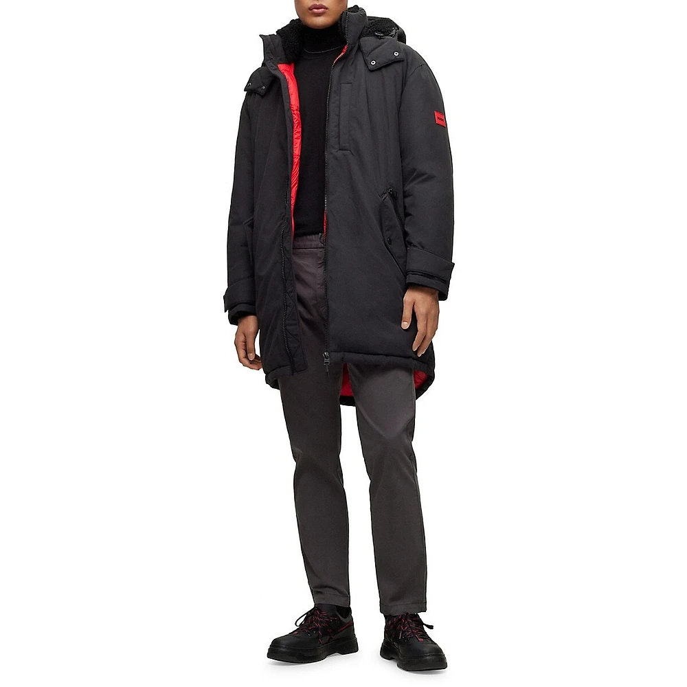 HUGO Water-Repellent Fishtail Parka Jacket With Logo Badge