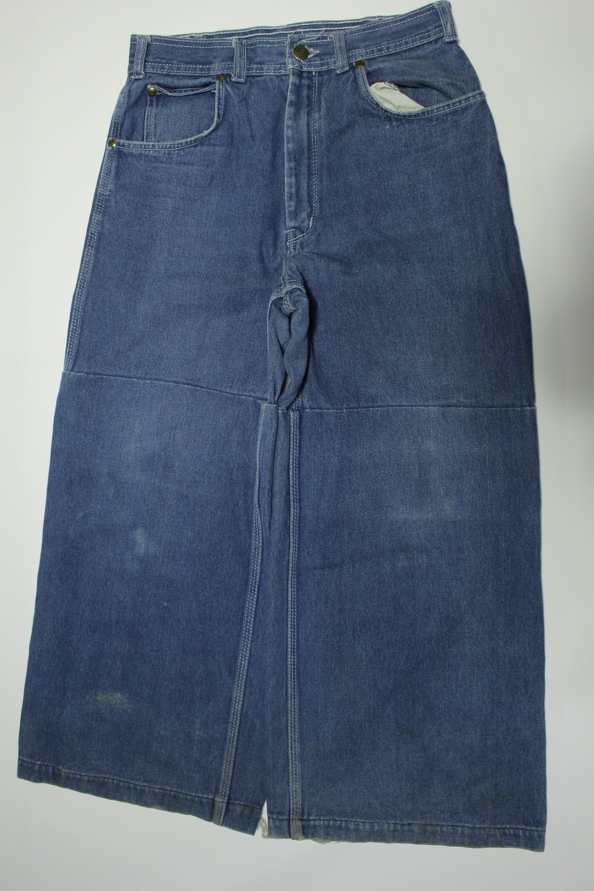 International UK Vintage 80's Custom Short Capri Style Wide Leg Blue Jeans