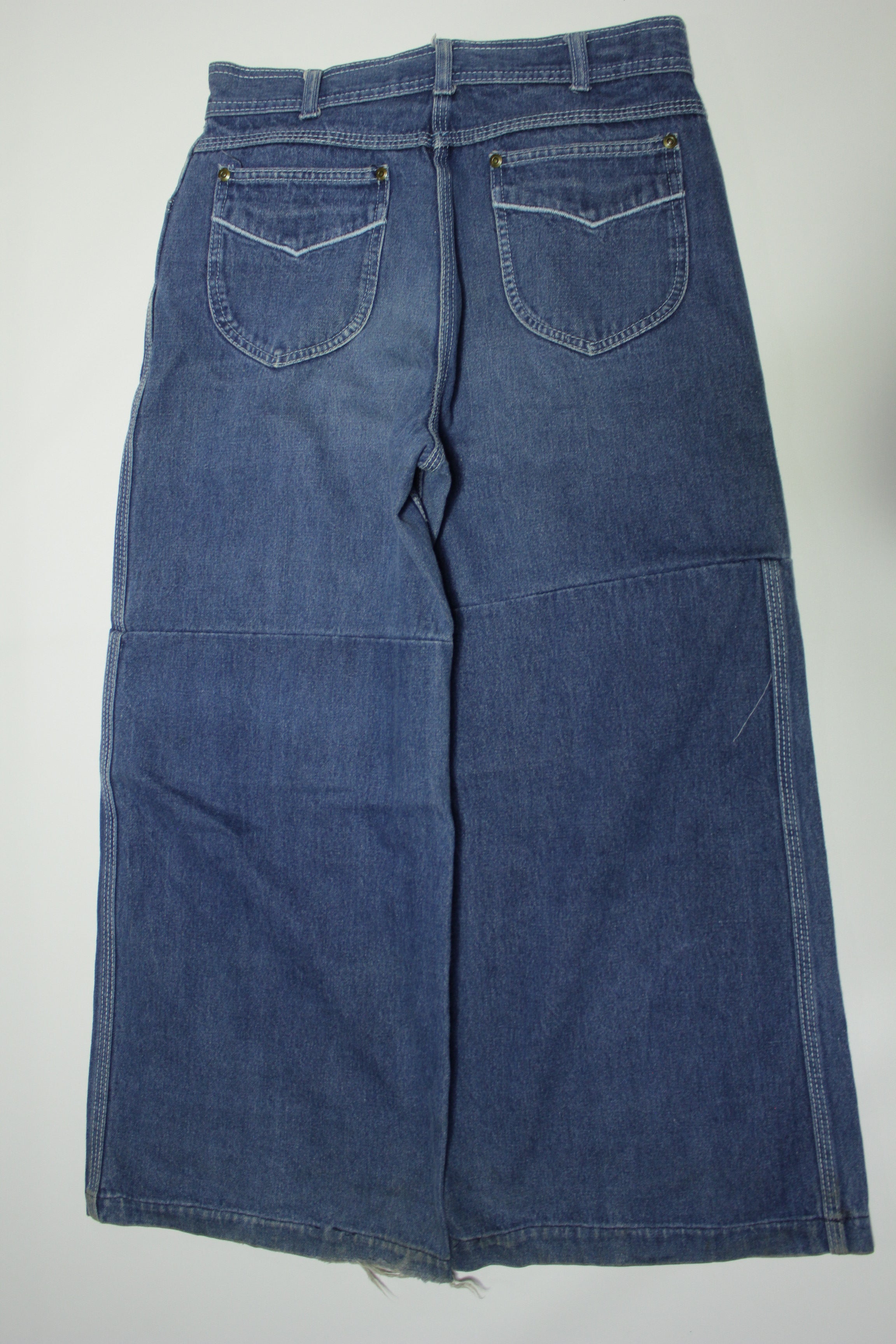 International UK Vintage 80's Custom Short Capri Style Wide Leg Blue Jeans