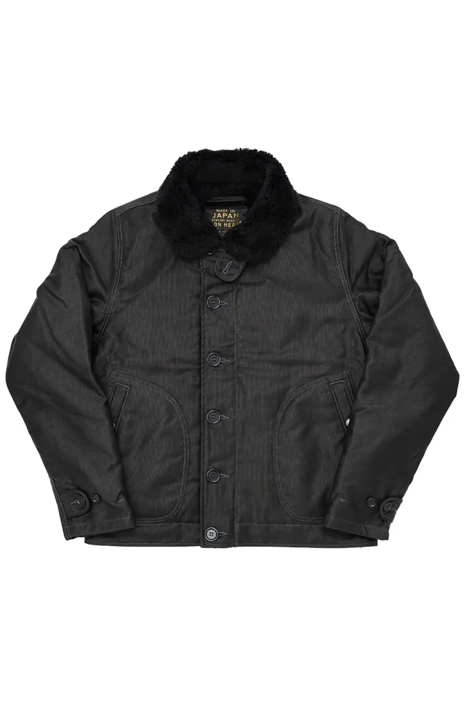 Iron Heart Alpaca-Lined N-1 Deck Jacket - IHM-35-BLK - Black