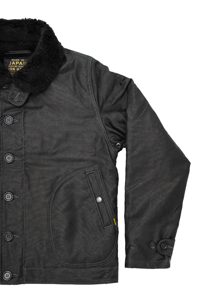 Iron Heart Alpaca-Lined N-1 Deck Jacket - IHM-35-BLK - Black