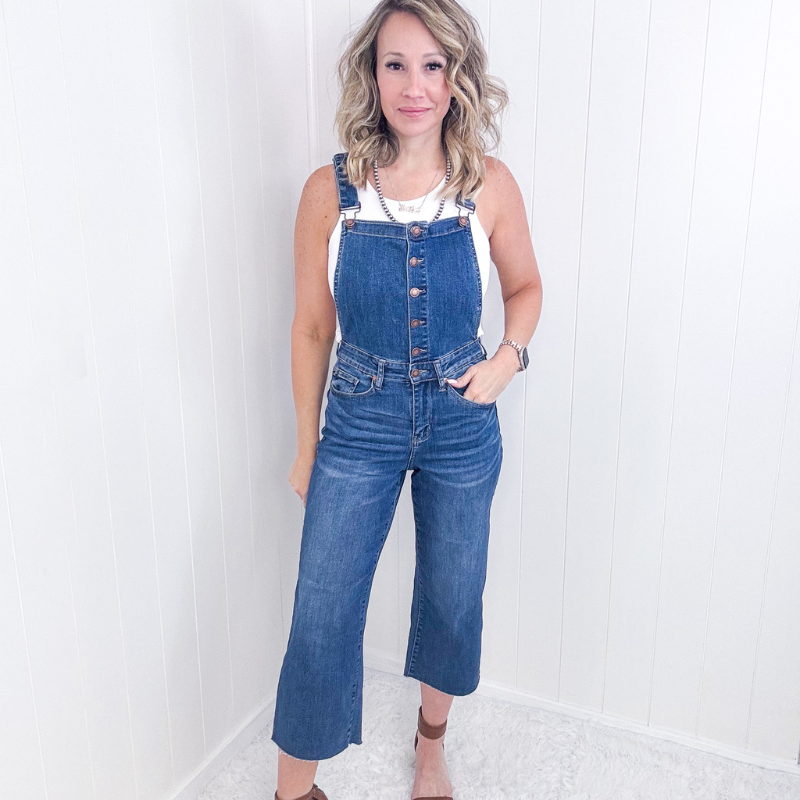 Judy Blue Bluetiful Bliss High Waist Cropped Wide Leg Overalls