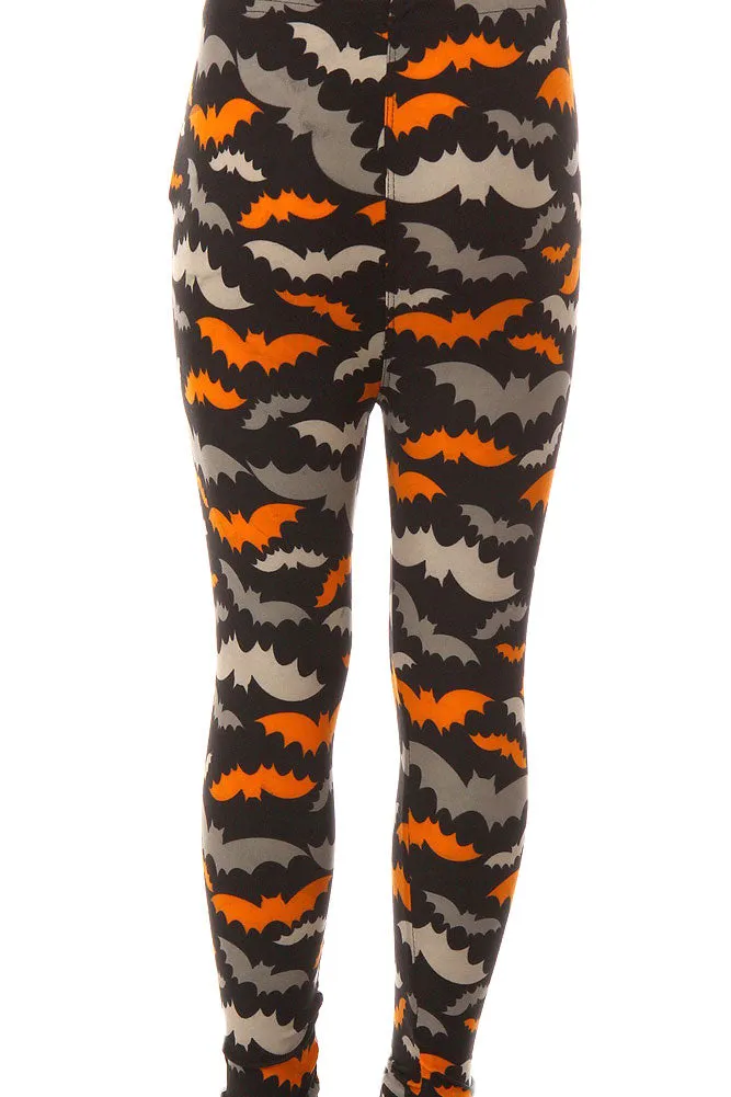 Kid's Halloween Colorful Bat Pattern Printed Leggings