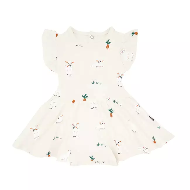 Kyte Baby Printed Twirl Bodysuit Dress in Goat