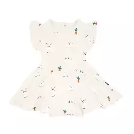 Kyte Baby Printed Twirl Bodysuit Dress in Goat