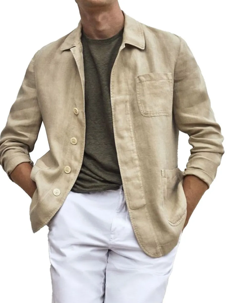 Lapel Solid Color 3 Pocket Casual Jacket