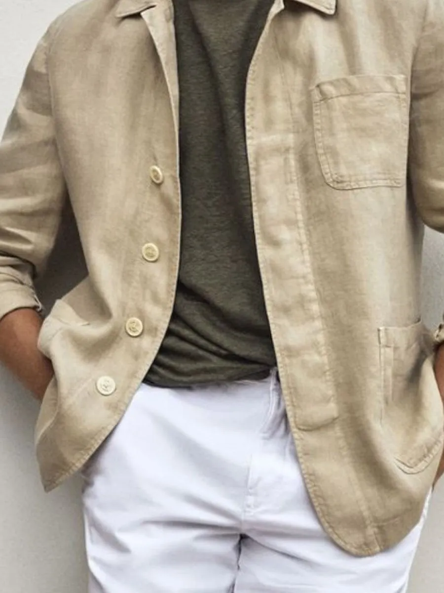 Lapel Solid Color 3 Pocket Casual Jacket