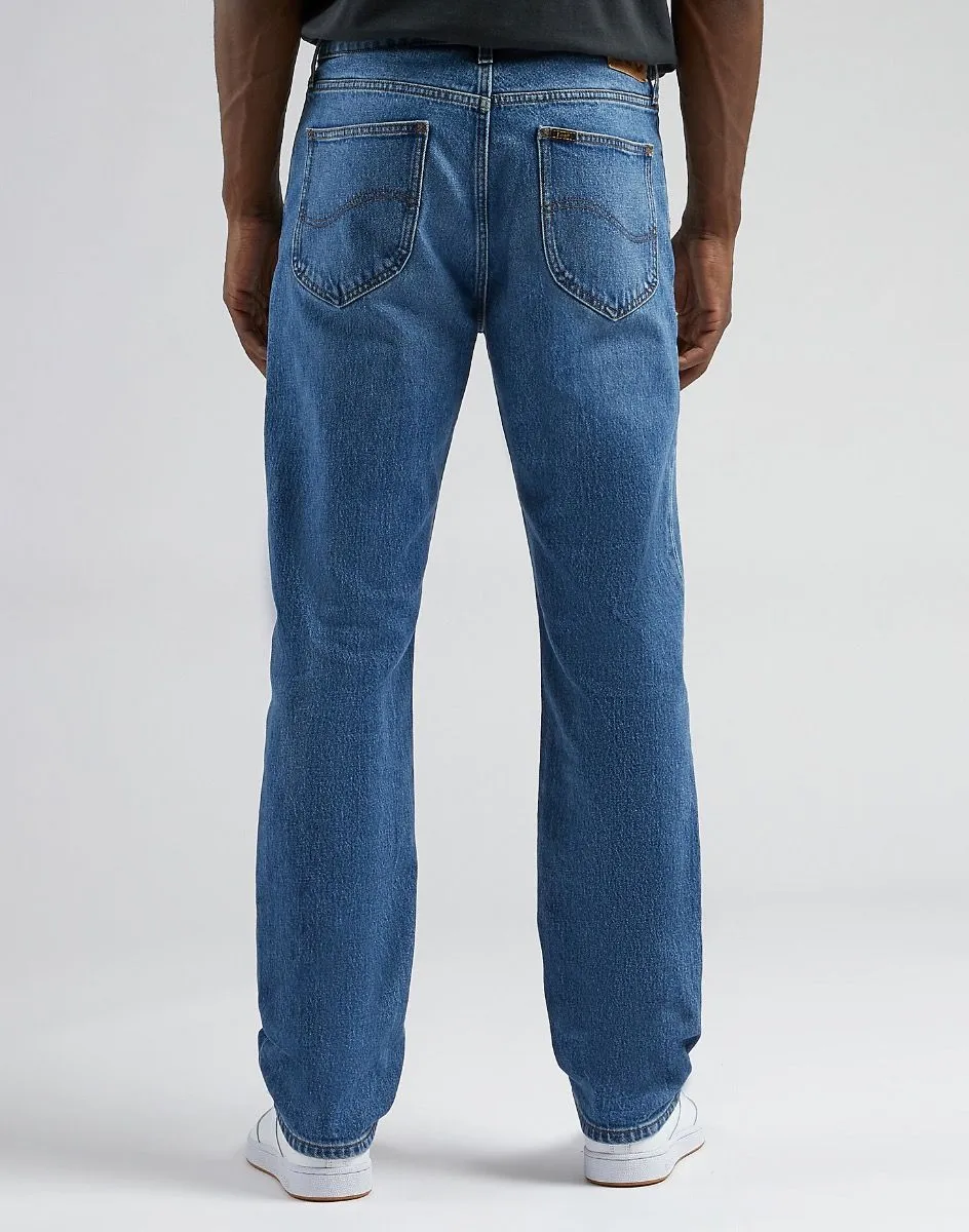 Lee West Relaxed Straight Denim Jeans Into Blue Worn