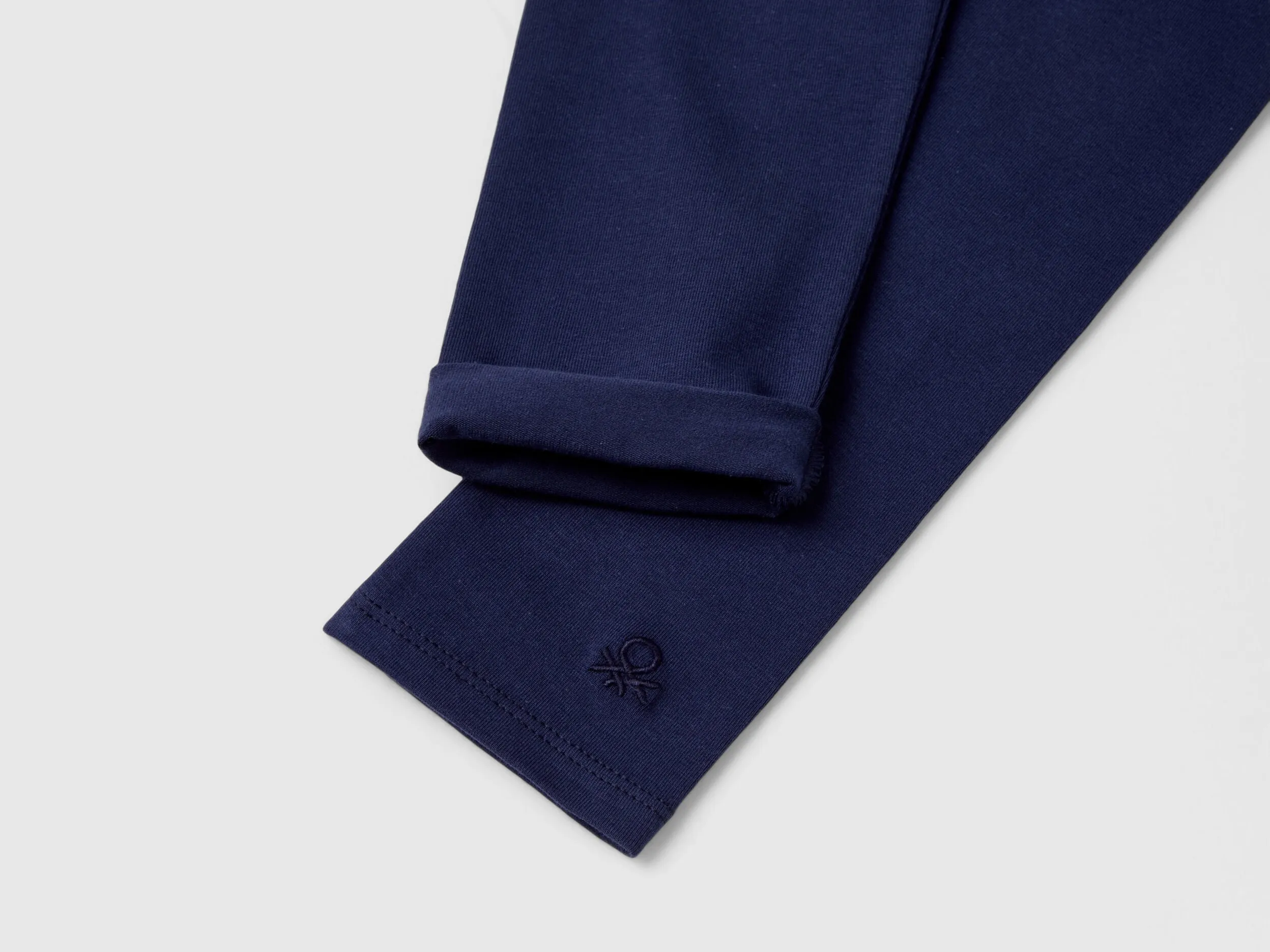 Leggings in stretch cotton with logo - Dark Blue | Benetton