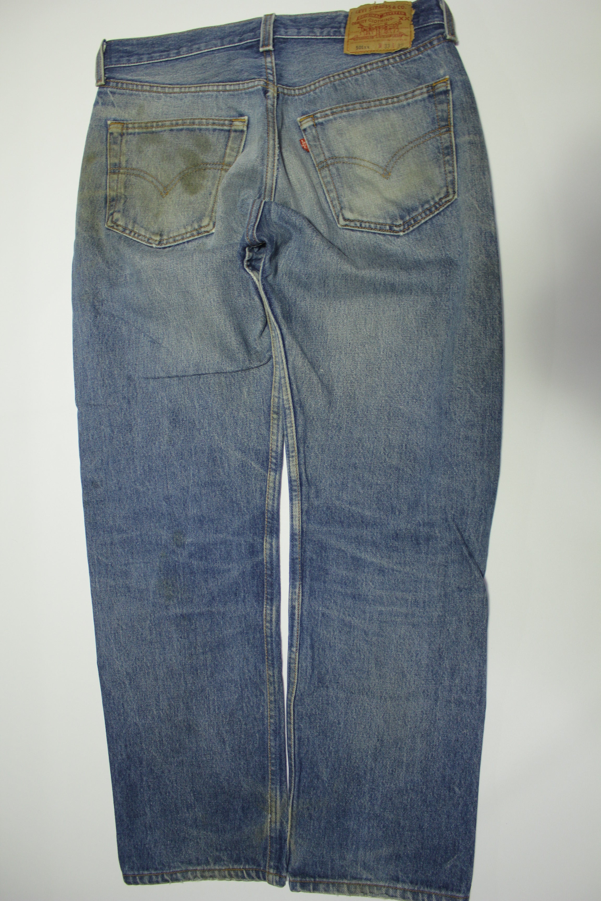 Levis 501 Distressed Button Fly Vintage 90's Denim Grunge Punk Red Tab Blue Jeans