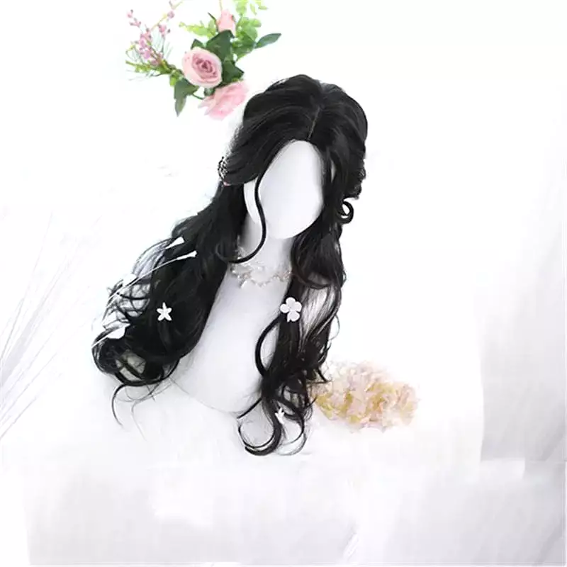 Lolita Black Mid Length Curly Wig MK15737