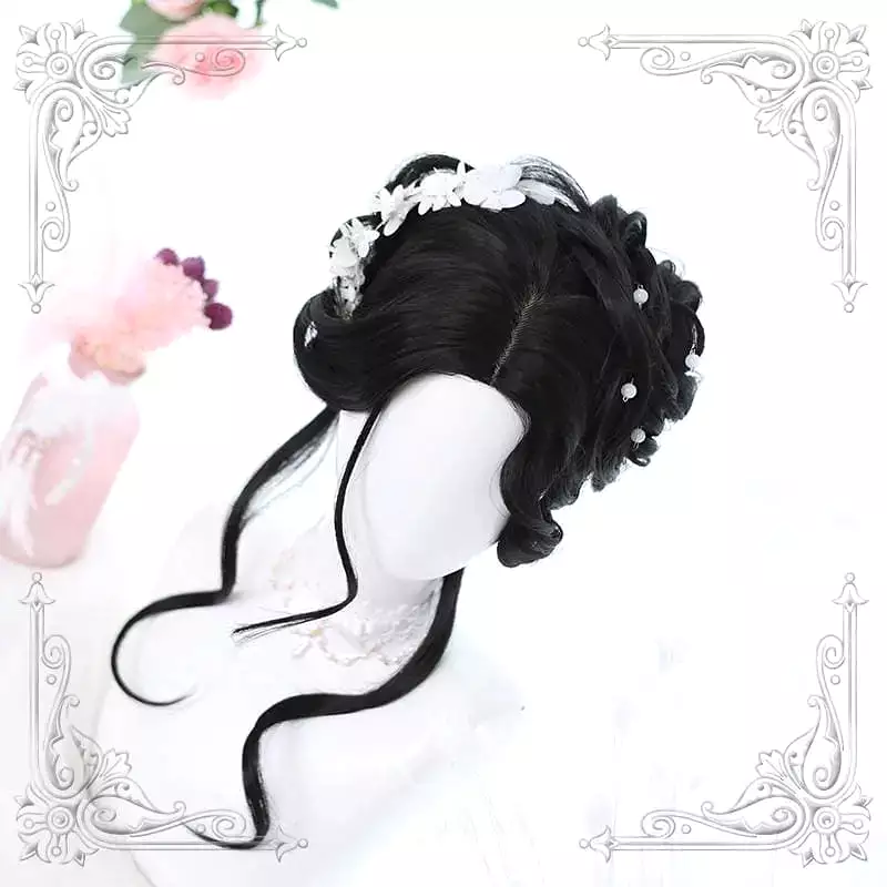 Lolita Black Mid Length Curly Wig MK15737