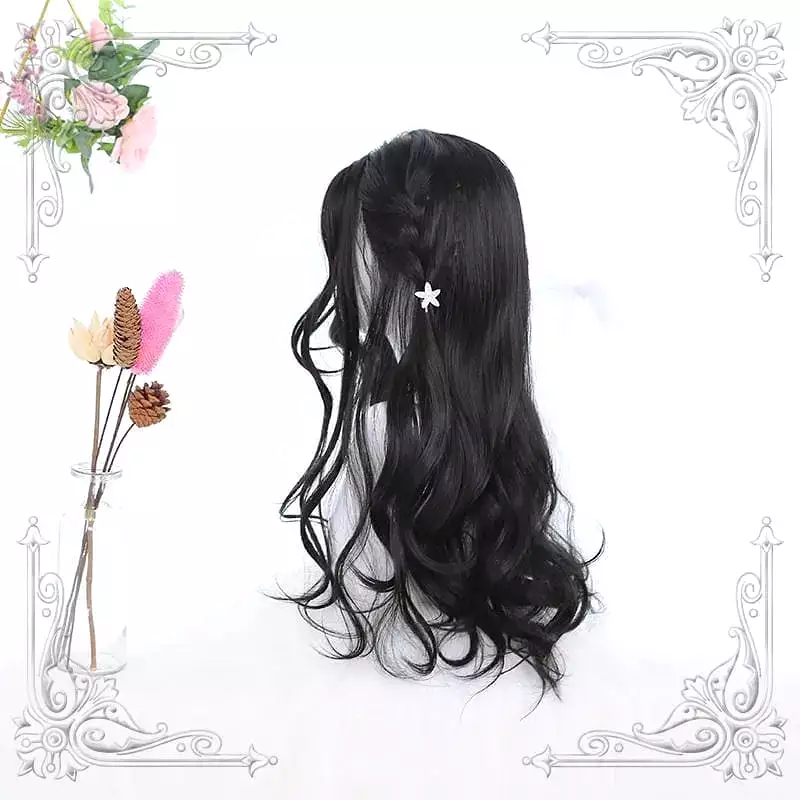 Lolita Black Mid Length Curly Wig MK15737