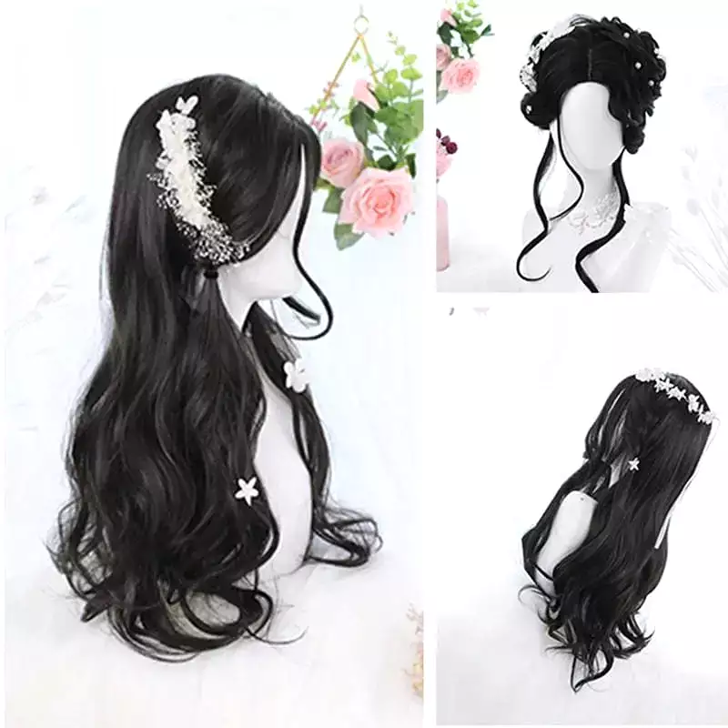 Lolita Black Mid Length Curly Wig MK15737