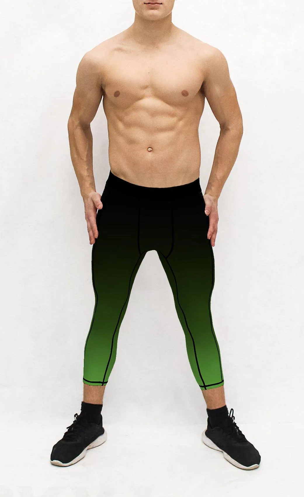 Men's Black Green Ombre Tights