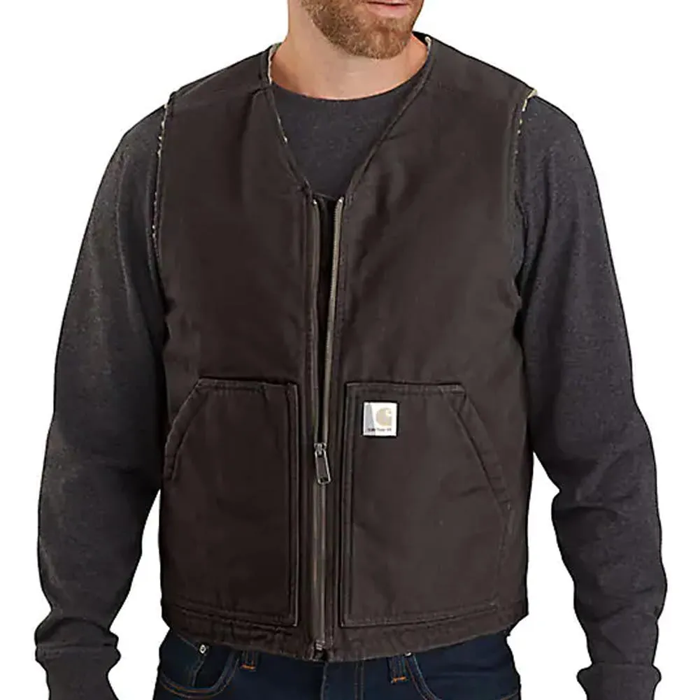 Men's Washed Duck Sherpa Lined Vest - Tall - 104394T