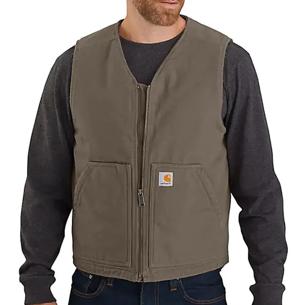 Men's Washed Duck Sherpa Lined Vest - Tall - 104394T