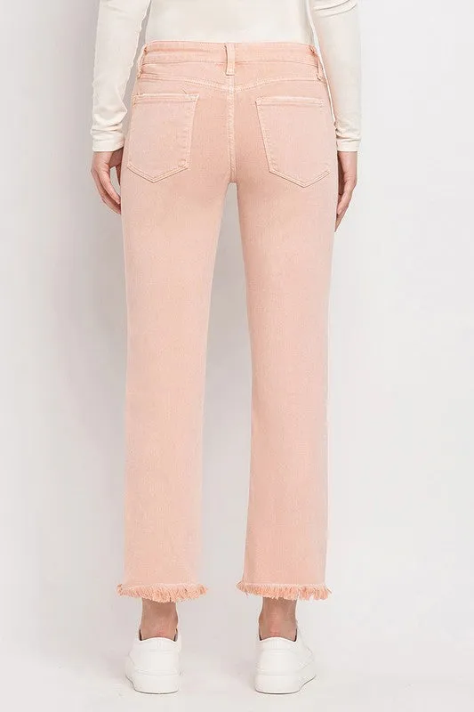 Mid Rise Crop Straight Jeans