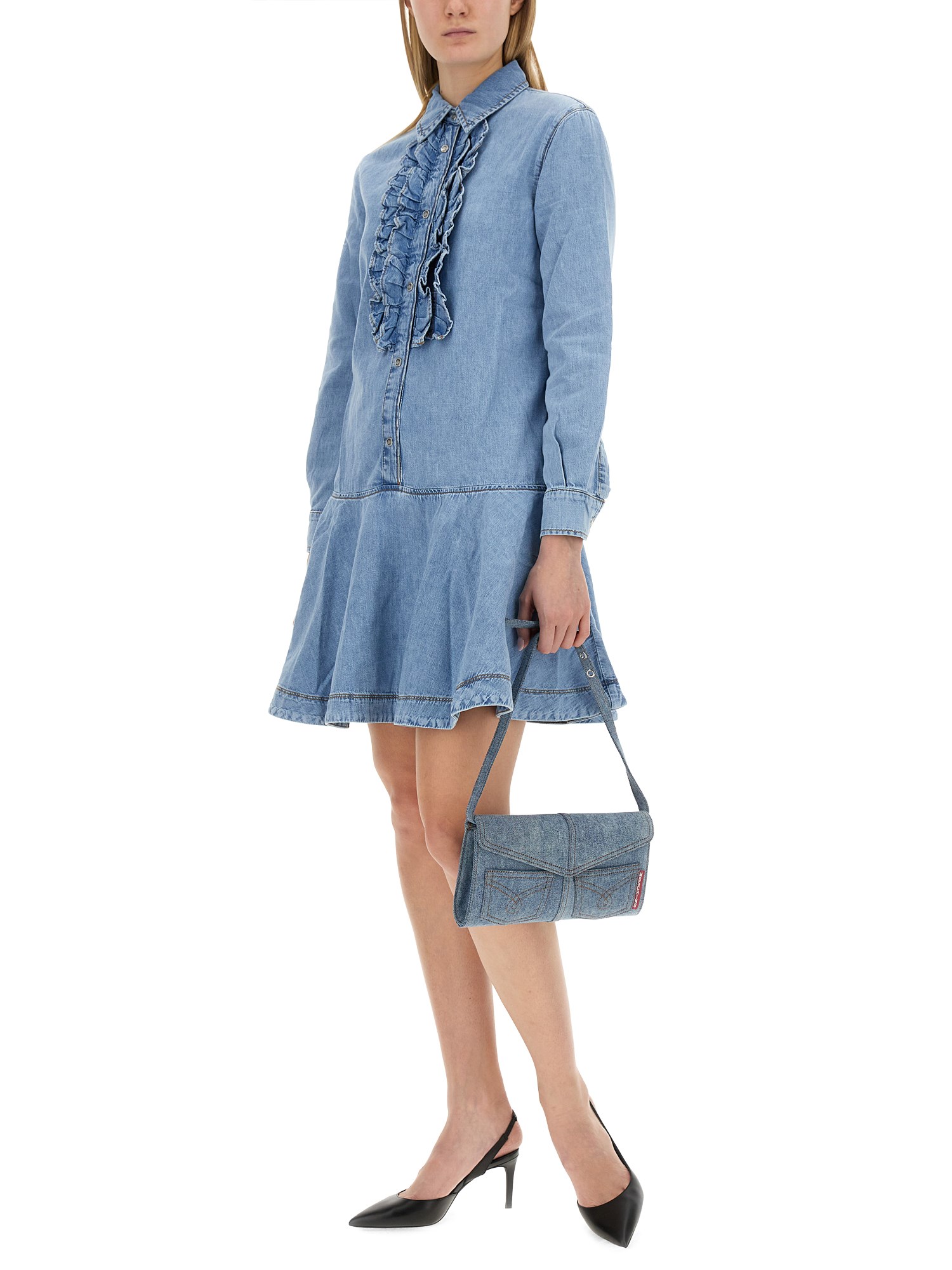 MOSCHINO JEANS    COTTON DENIM CHAMBRAY DRESS