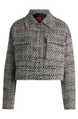 Oversize-fit jacket in patterned bouclé with cropped length