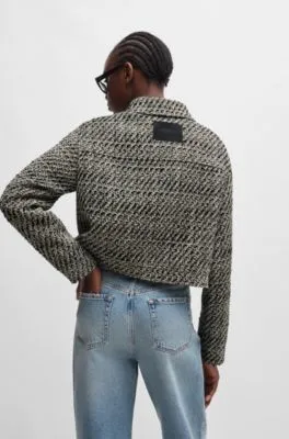 Oversize-fit jacket in patterned bouclé with cropped length