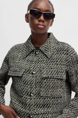 Oversize-fit jacket in patterned bouclé with cropped length