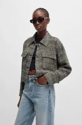 Oversize-fit jacket in patterned bouclé with cropped length