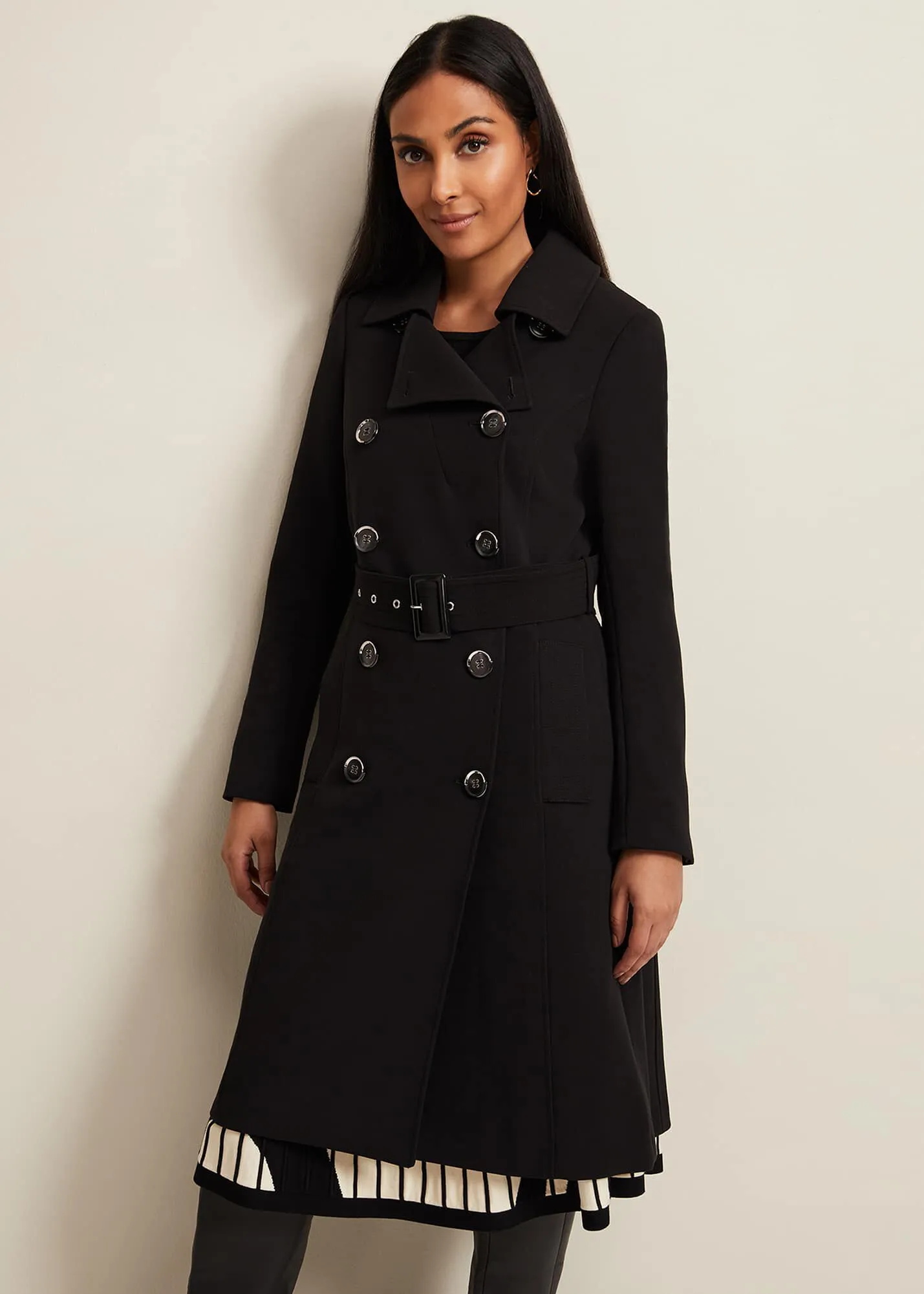 Petite Layana Black Smart Trench Coat